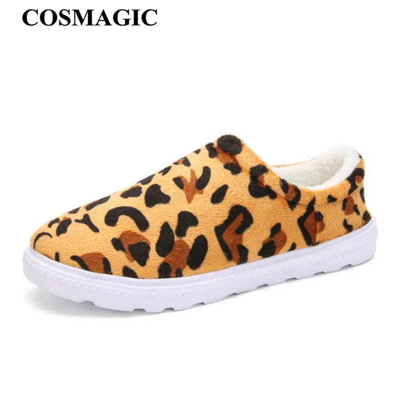 COSMAGCI/Новинка 2019 года зимние женские лоферы с плюшевой подкладкой из кожи