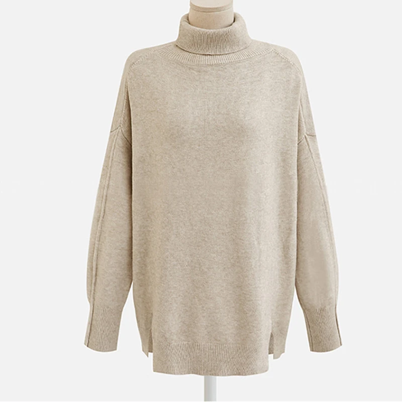 

Turtle Neck Woman's Autumn And Winter Loose Lazy Wind Thickened And Worn Oversize New Bottoming Sweater Pullover