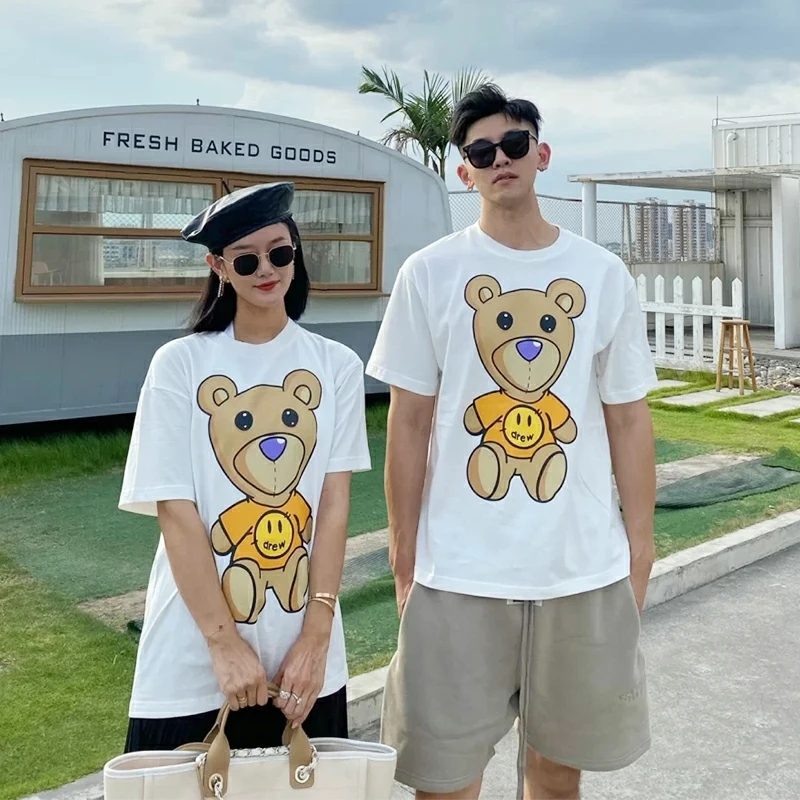 

21ss Drew House Mascot Tees Men Women Teddy Bear Printed T-Shirt Short Sleeve Cotton T Shirt Men'S Summer O-neck Casual T shirt