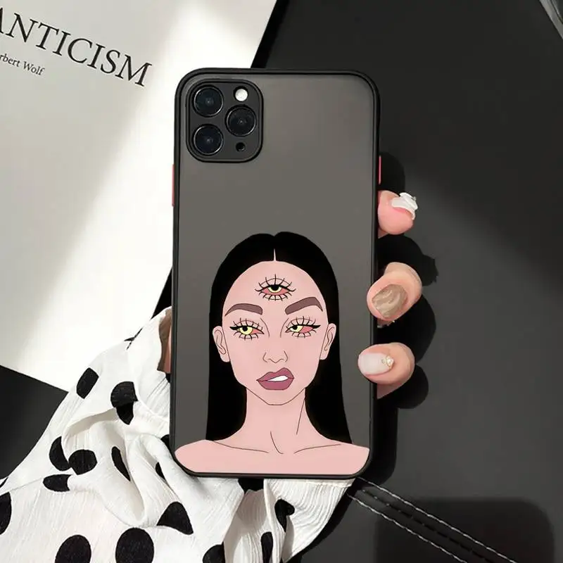 

Devil girl woman smoke eyes luxury Phone Cases shell matte transparent For iphone 7 8 11 12 plus mini x xs xr pro max cover
