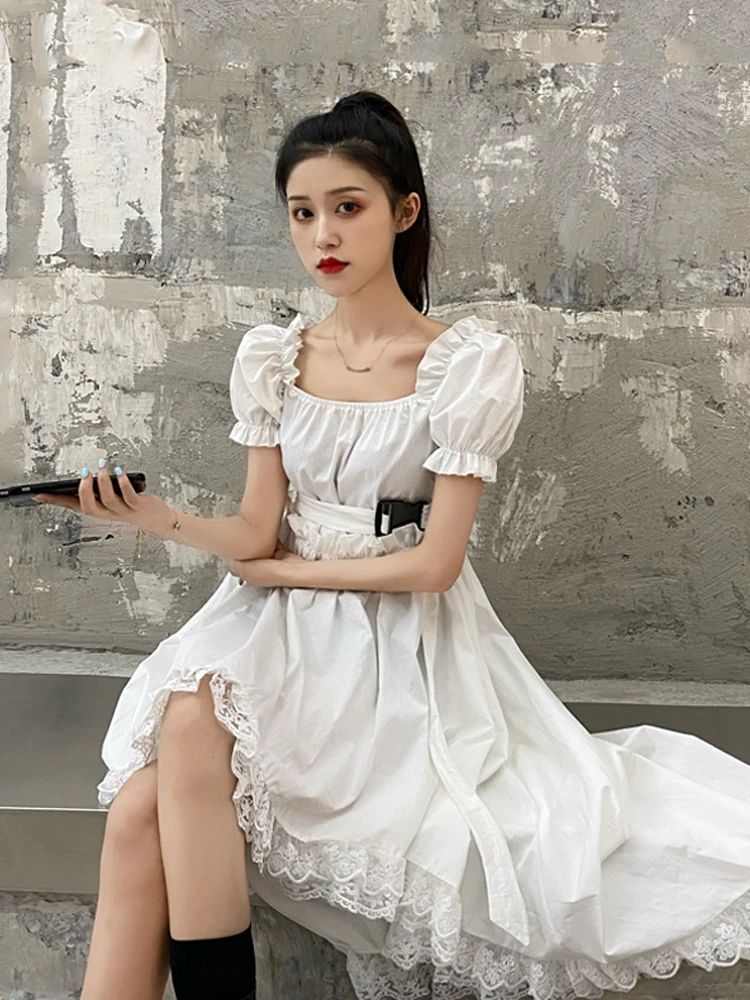 

2020 Summer White Dress for Woman Funk Aethetic Vintage Alternative Harajuku Party Sexy Long Dresses
