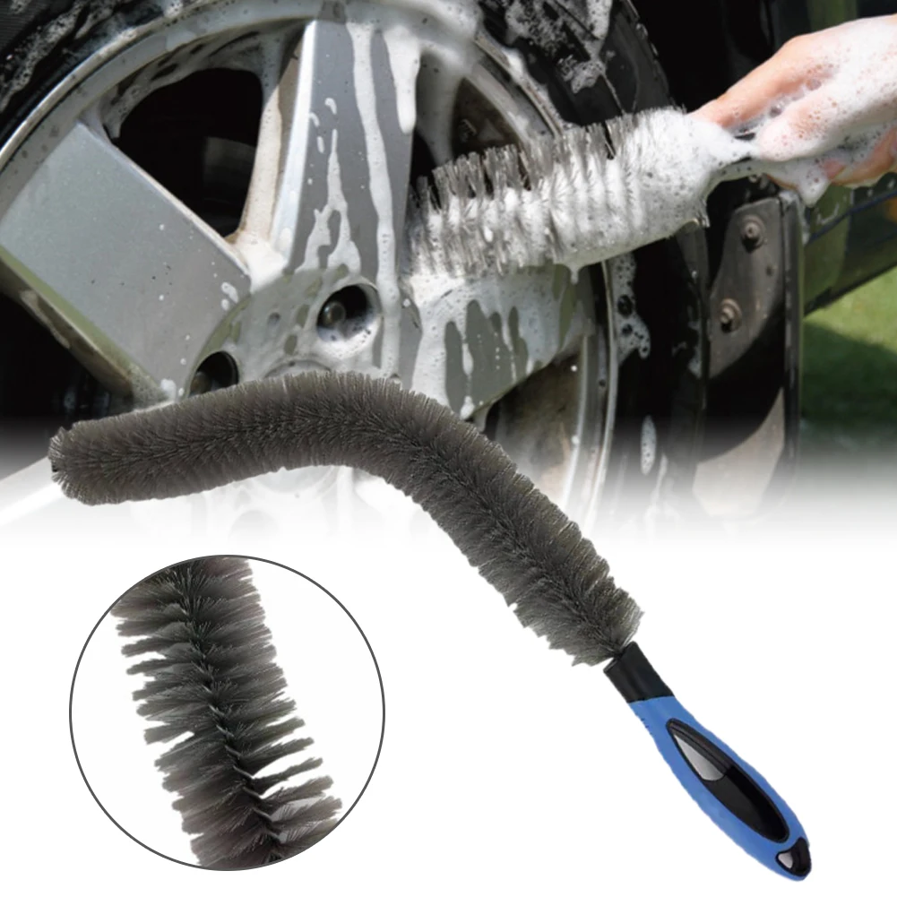 

Car Engine Bendable Detailing Wash Brush Lengthen 60cm Not Scratched Tire 3cm Long Soft Bristle for Rim Exhaust Tips Wheel Rim