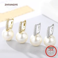 fashion pearl earrings 925 silver jewelry with zircon gemstone drop earrings for women wedding promise party ornaments wholesale