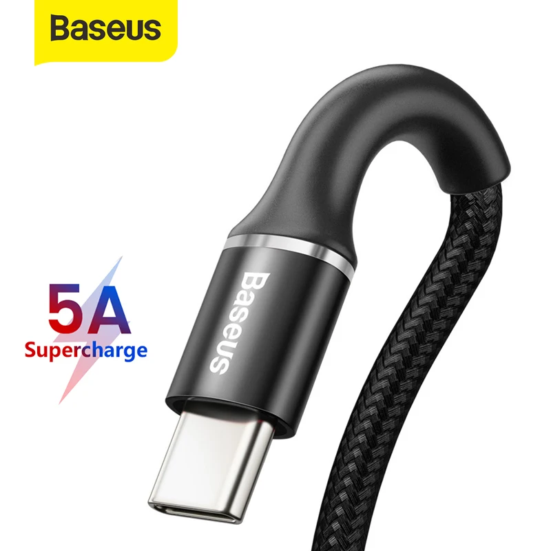 Baseus 40W USB Type C Cable For Huawei Mate 20 10 P30 P20 Pro Lite USBC 5A Fast Charge USB-C 3.0 Charger Cord Mobile Phone Cable