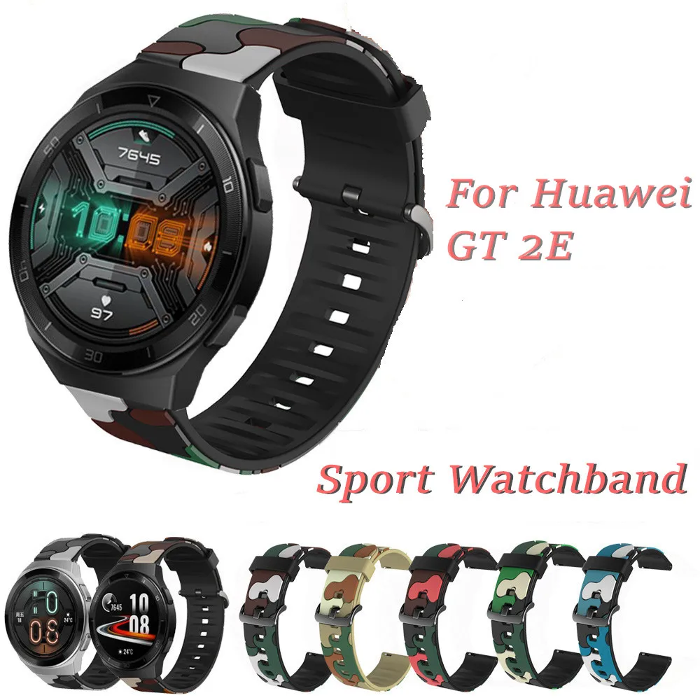 

Ремешок силиконовый для смарт-часов Huawei Watch GT 2e, сменный Камуфляжный браслет для GT2 46 мм GT 2 Pro, 22 мм