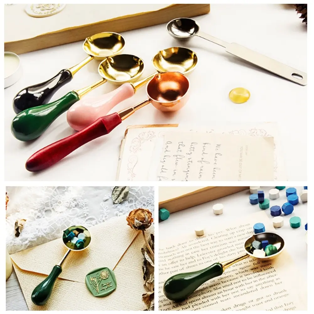 

wax Spoon Sealing Wax Seal Stamp Beads for vintage craft Envelope Wedding Wax seal Ancient Sealing Wax stamp Wooden Handle spoon