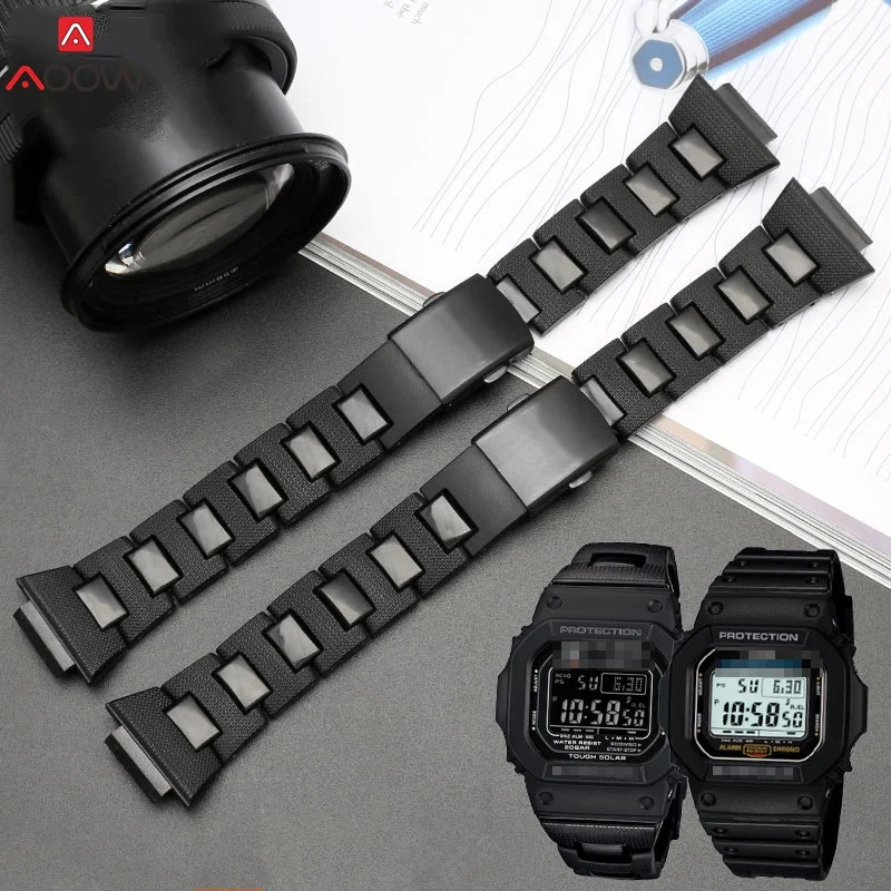 Ремешок для часов Casio G SHOCK DW5600 DW6900 GW M5610 DW9600 серии из нержавеющей стали пластиковый