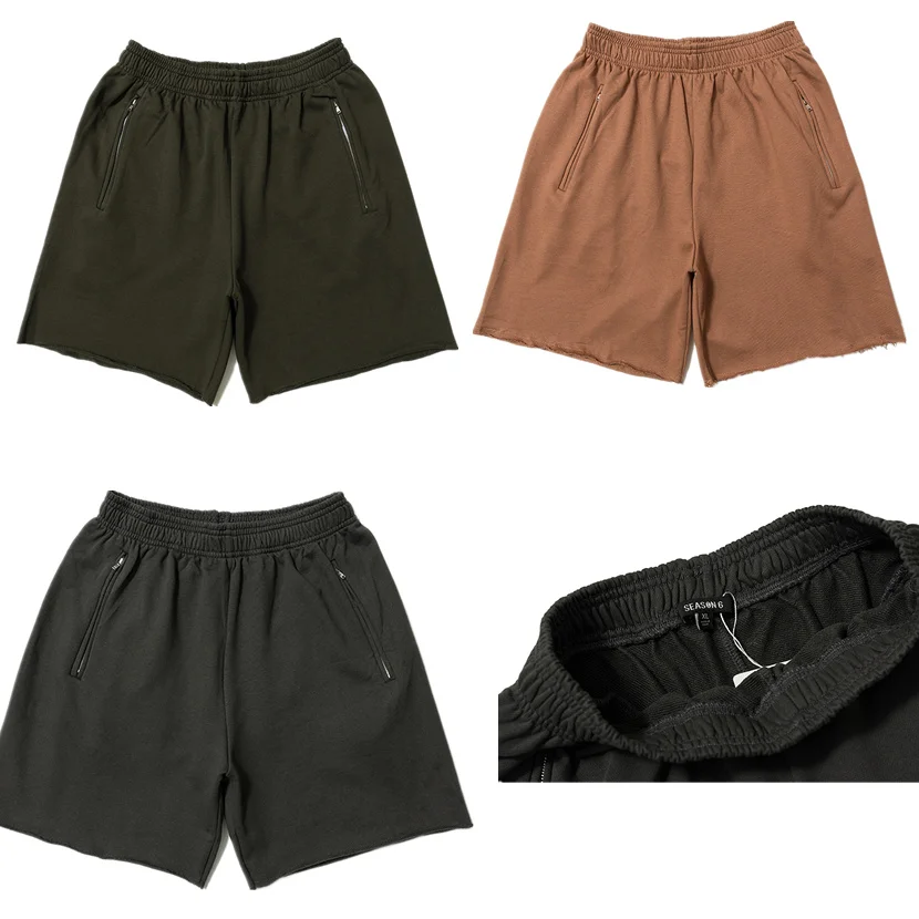 

2019 Season 6 Solid Color Summer Kanye West Men Shorts Streetwear Men Cotton Casual Shorts Calabasas
