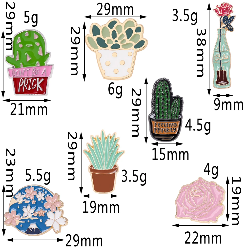 Лидер продаж модные эмалевые заколки в горшке с растениями брошь зеленым
