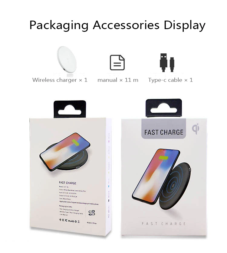 10 Вт Новое QI быстрое зарядное ультра тонкое круглое Беспроводное устройство