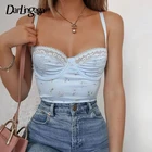 Женский летний топ с цветочным принтом, на бретельках