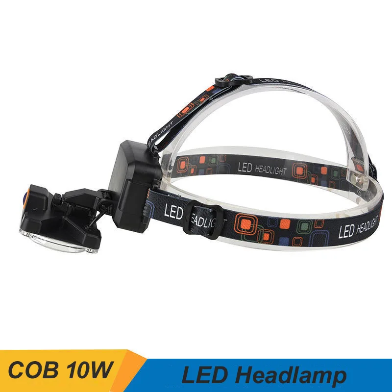 Most Powerful Led Headlamp Head lamp COB Rechargeable Headlight Waterproof Zooma Fishing Light Use 18650 Battery free shipping