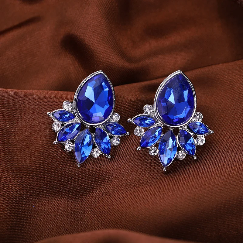 

Модные Стразы инкрустированные синим кристаллом женские серьги-гвоздики для Пирсинга Ушей Серебристые серьги для свадьбы подарок на день ...