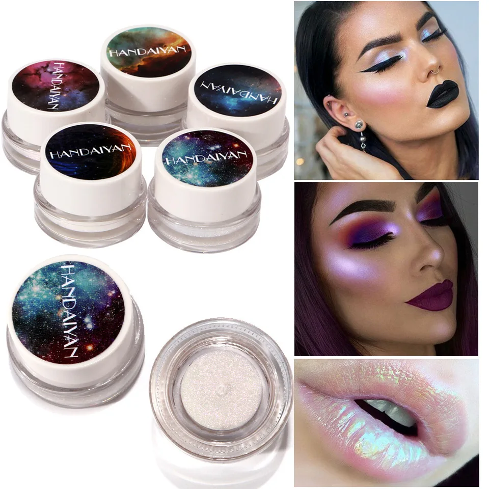 

New HANDAIYAN Brand Shimmer Highlighter Face Brighten Cosmetics White Blue Color Waterproof Contour Highlight Makeup