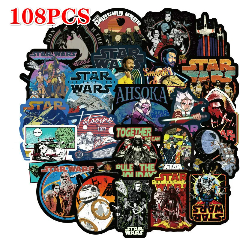108PCS 108 шт./упак. Звездные войны наклейка s для детей компьютер PS4 на ноутбук ТВ холодильник велосипед Водонепроницаемая наклейка аниме наклейка - Цвет: 108PCS