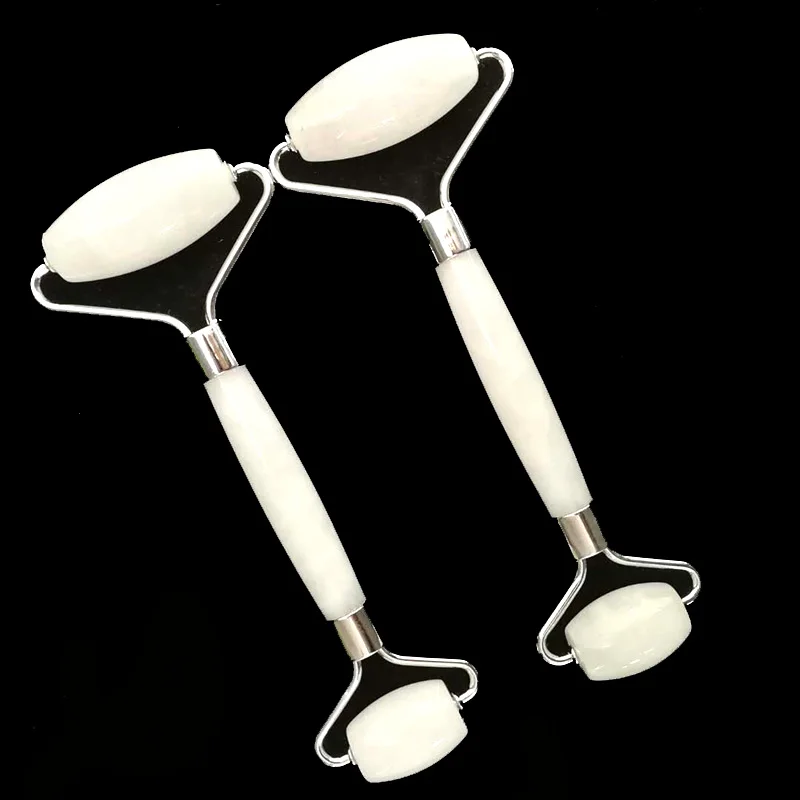 Натуральный белый Мрамор Кристальный массаж ролик с двумя головками для