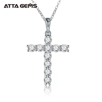 attagems handmade cross pendant moissanite solid sterling 925 silver necklace for women luxury jewelry for engagement christmas