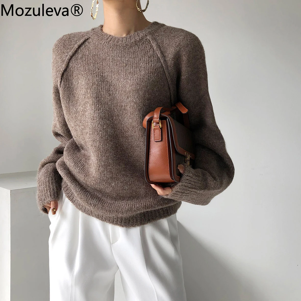 Пуловер женский осенний вязаный с длинным рукавом | Женская одежда