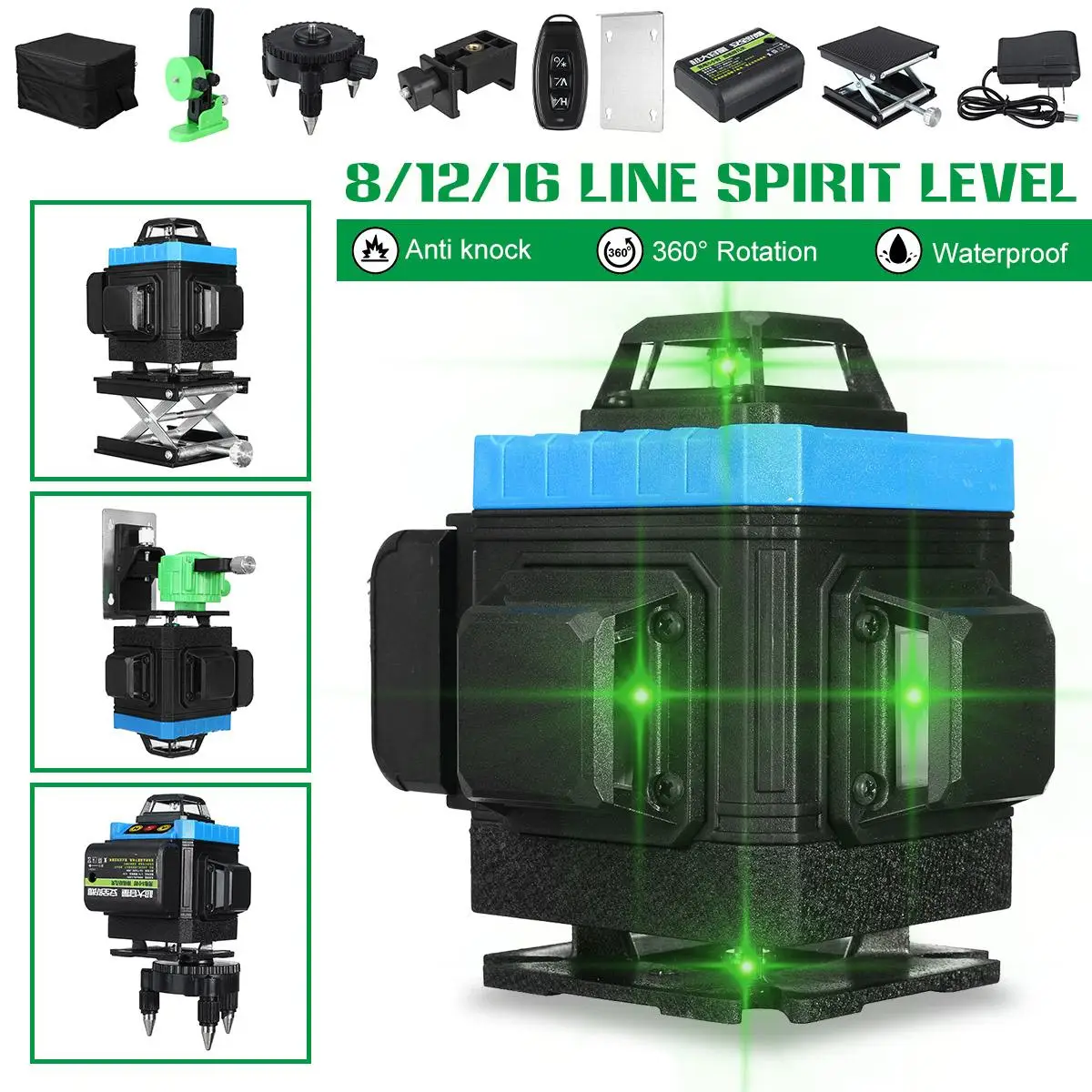 

8/12/16 Lines 3/4D Laser Level Level Self-Leveling 360 Horizontal And Vertical Cross Super Powerful Green Laser Level