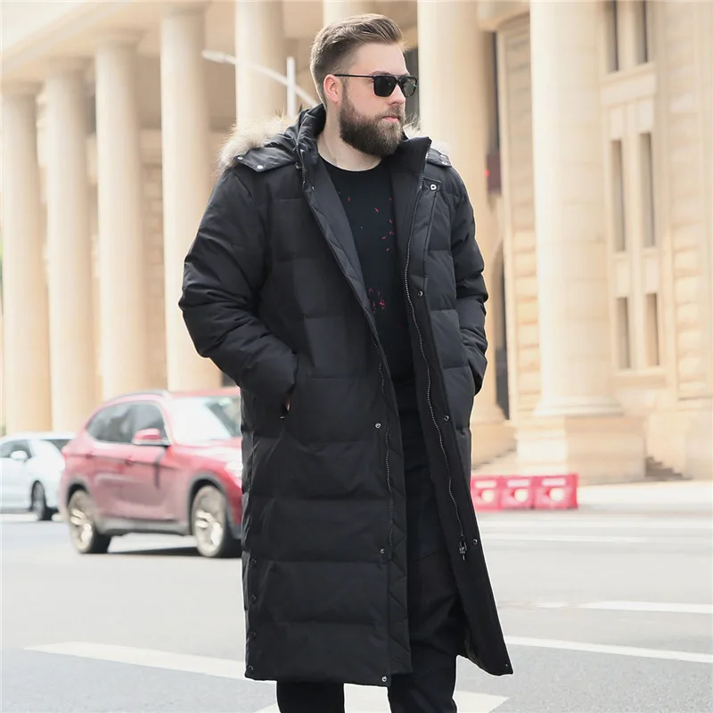 XL-7XL, 8XL, 9XL, 10XL, зимний теплый пуховик, плюс удобрение, большой размер, с капюшоном, Повседневный, мужской пуховик - Цвет: 197 Fur collar balck