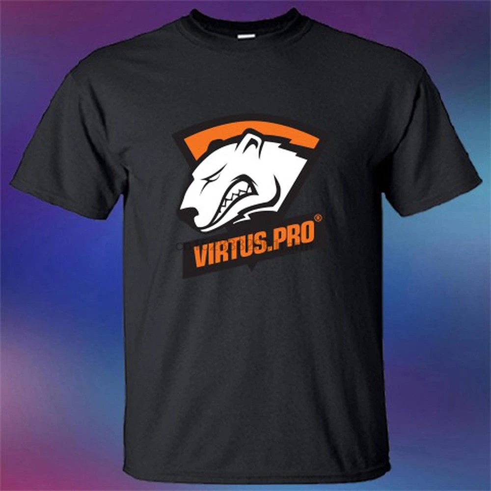Футболка с принтом аниме новинка Мужская черная футболка Virtus Pro Dota 2 логотипом