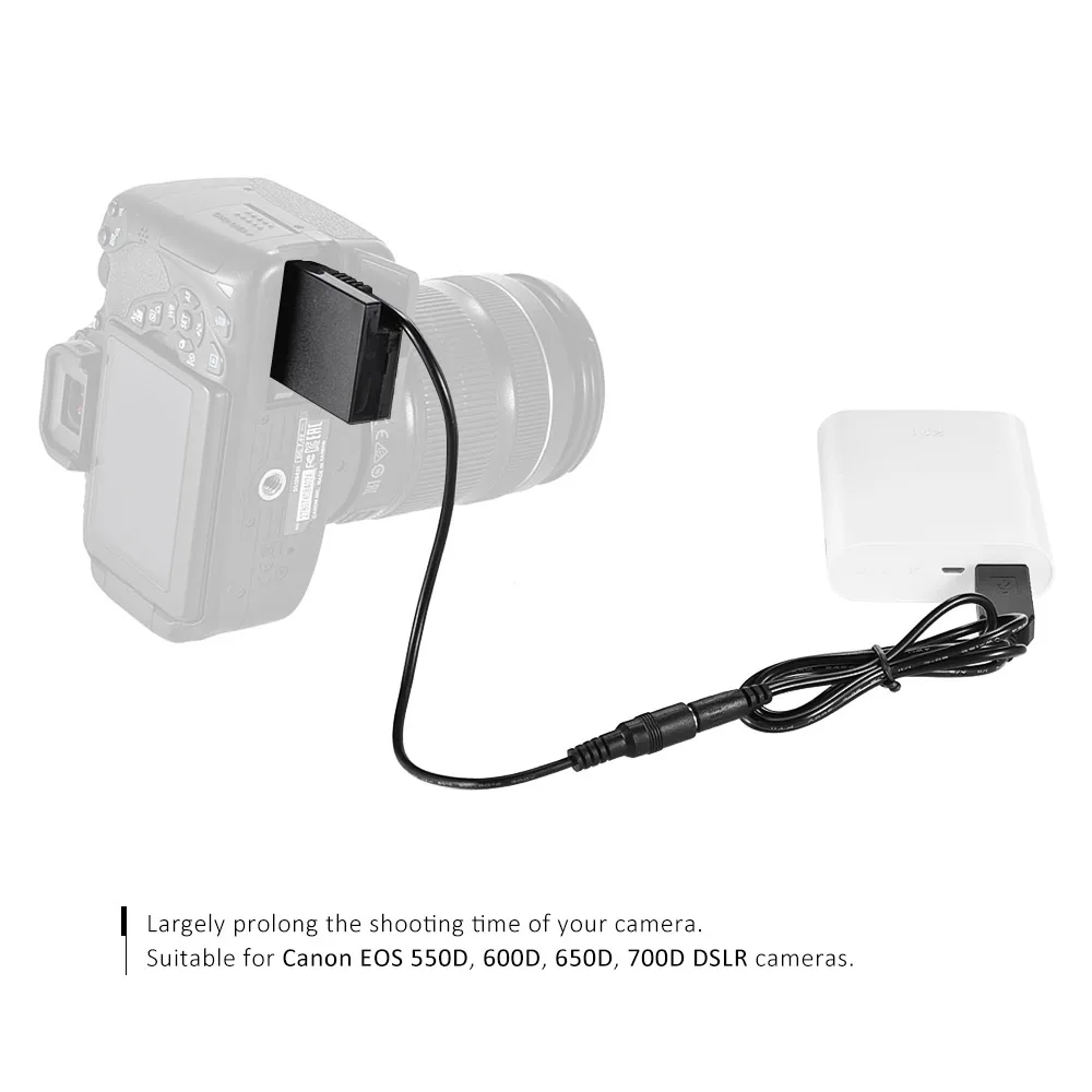 DR-E8 Dummy Battery with DC Power Bank USB Adapter Cable for LP-E8 Canon EOS 550D 600D 650D 700D DSLR Cameras | Электроника