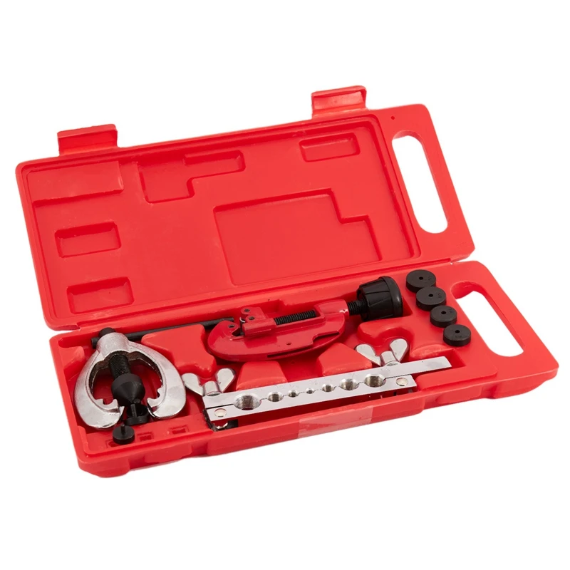 

Heat Treated Steel, metal Tube Cutter Brake Fuel Pipe Repair Double Flaring Die Tool Set Clamp KitFor Cutting And Flaring