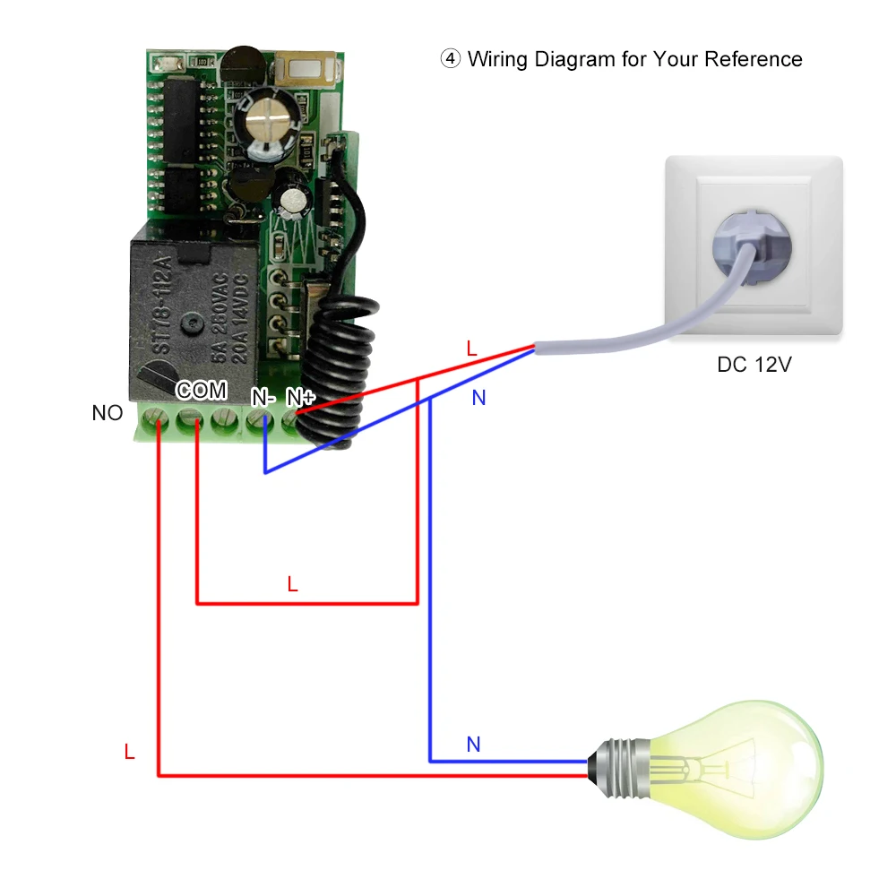 433Mhz DC 12V Universal RF Remote Control Switch Relay Receiver Module Mini 1CH Wireless Controls | Безопасность и защита