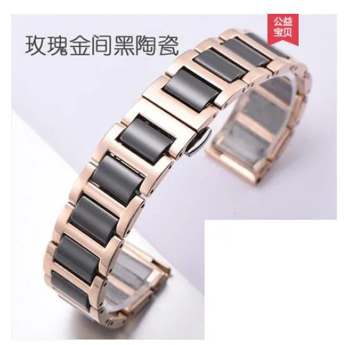 rosegold black 22 мм 20 мм бабочка керамический ремешок для zenwatch Ticwatch s s2 1 2 E Pro samsung Galaxy watch 46 42 мм активный 2 шестерни s2 s3 браслет - Цвет ремешка: rosegold black