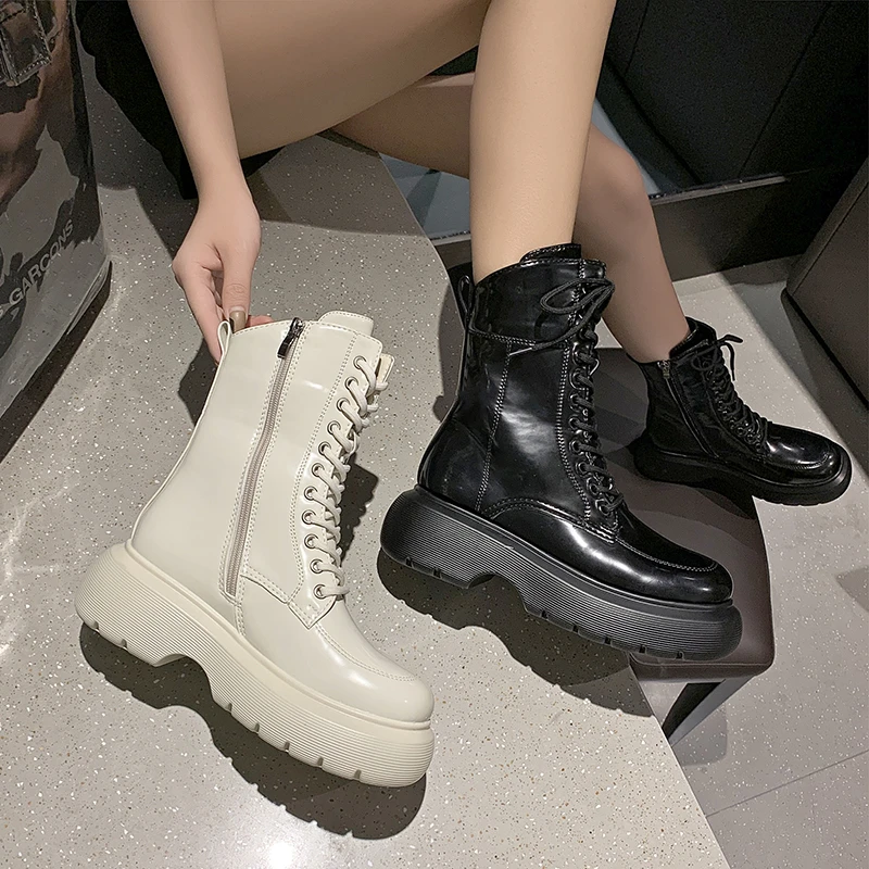 2021 Fashion New short Boots Autumn and Winter Thick-soled All-match Motorcycle Boots Mid-tube Boots Women Ladies