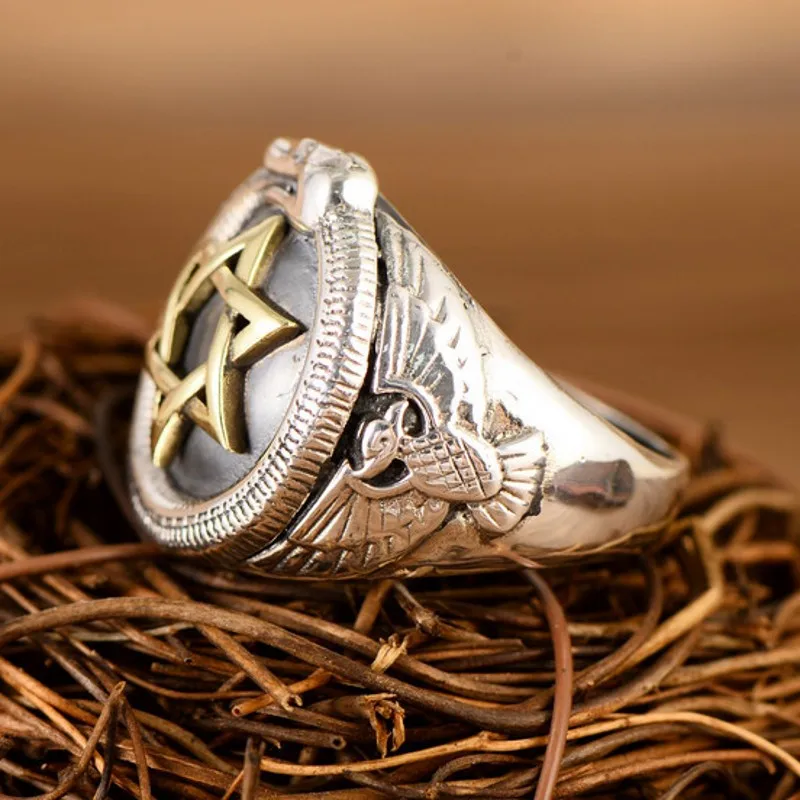 Новинка кольцо BOCAI из чистого серебра s925 пробы с шестиконечной звездой и змеей