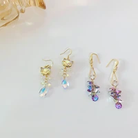origin summer korean fashion colorful rystal fox dangle earrings for women bling bling rhinestones metal hook earrings jewelry