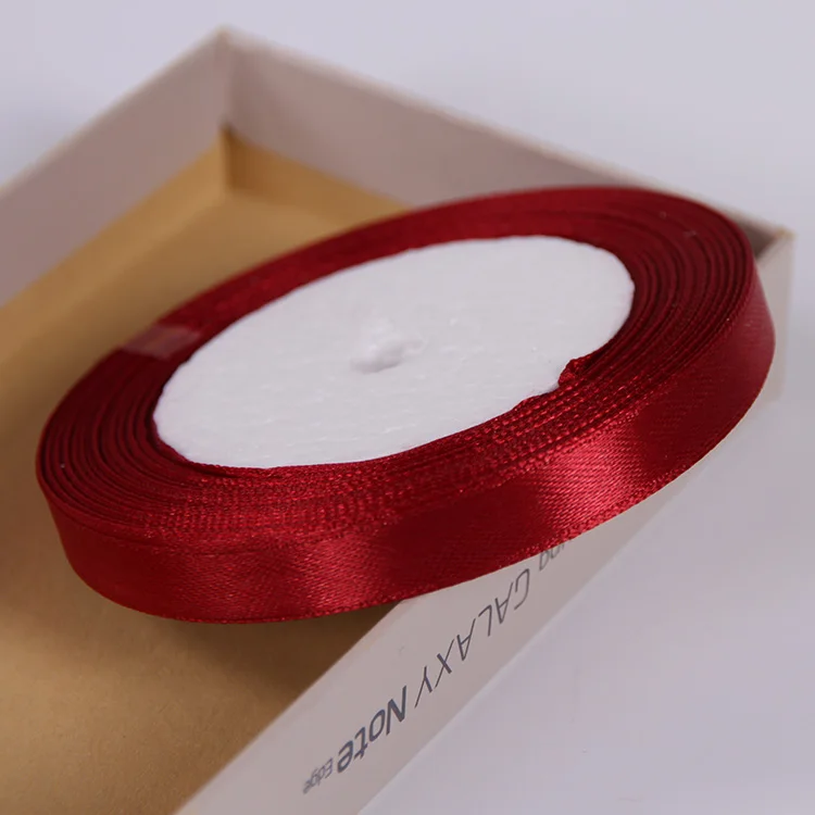 Бордовые шелковые атласные ленты 22 метра/рулон DIY ремесла ткань Рождество