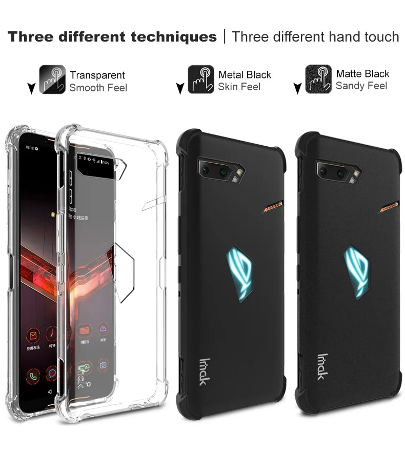 Imak \ Матовый ТПУ Мягкий силиконовый чехол для Asus ROG Phone 2 ZS660KL чехол матовый черный Противоударная подушка безопасности задняя крышка ROG Phone2