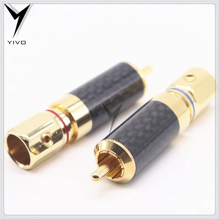 Штекеры XSSH Audio yivo 4 шт. HiFi RCA разъемы корпус из углеродного волокна позолоченные 24 К