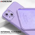 Чехол из жидкого силикона для iPhone 13 12 11 Pro Max XS XR X 8 7 Plus SE, 20202 оригинальный противоударный защитный чехол для объектива с Флокированным покрытием