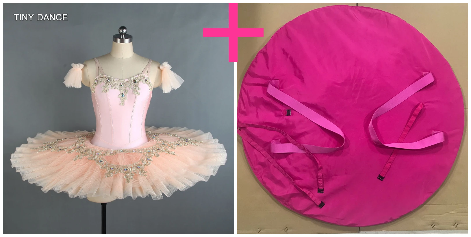 tutu and pink bag Персиковый, розовый, предварительно Профессиональный Балетный костюм-пачка для детей и взрослых, танцевальные костюмы балерины, платье-пачка BLL126 - Color: tutu and pink bag