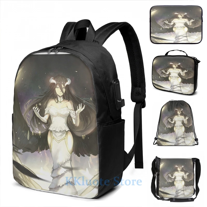 Забавный рюкзак с графическим принтом ALBEDO OVERLORD ainz ooal usb для зарядки мужские