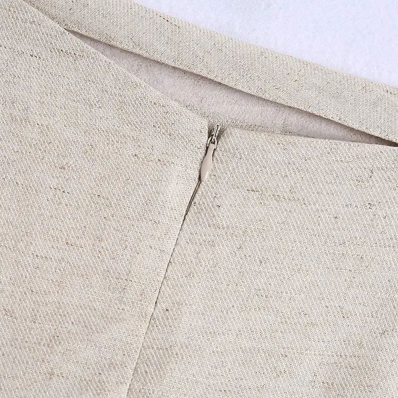 

Women's Summer Suit 2021Za 2 Long Sleeve Flax Shirt Piece Set Crop Top long Skirts Pleated Decoration Split Fork Design Clothing