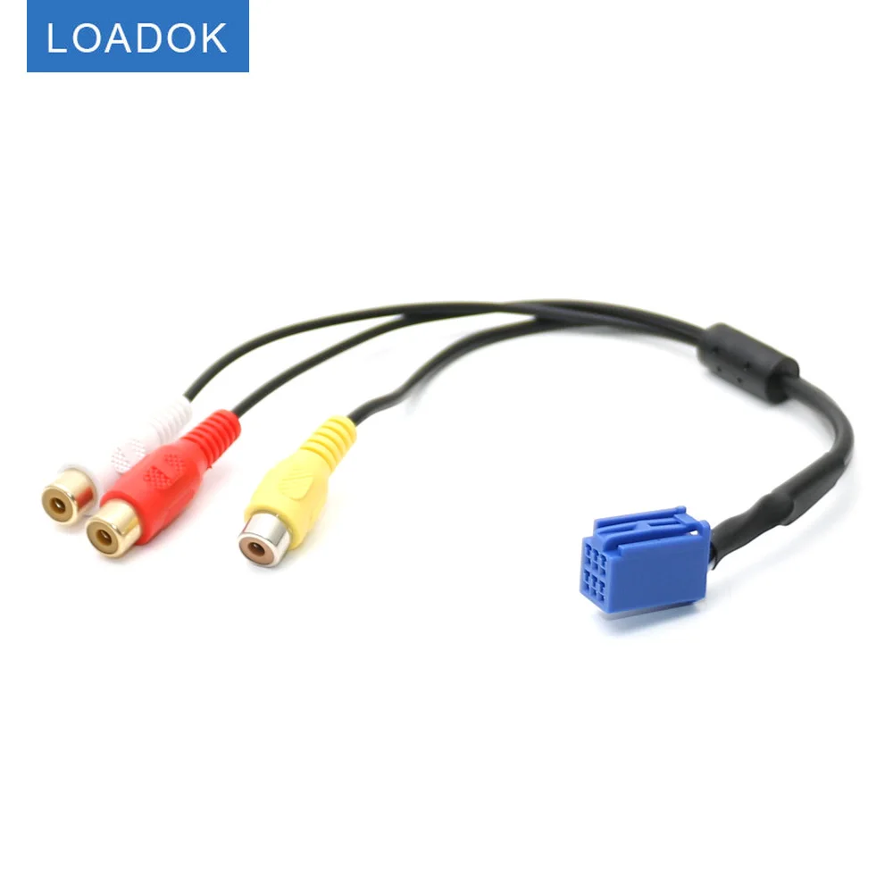 Car 6 Pin Plug Extend 3 RCA Audio Vedio Input Cable Adapter for Toyota  DVD Navigation Headunit Blue AV Port