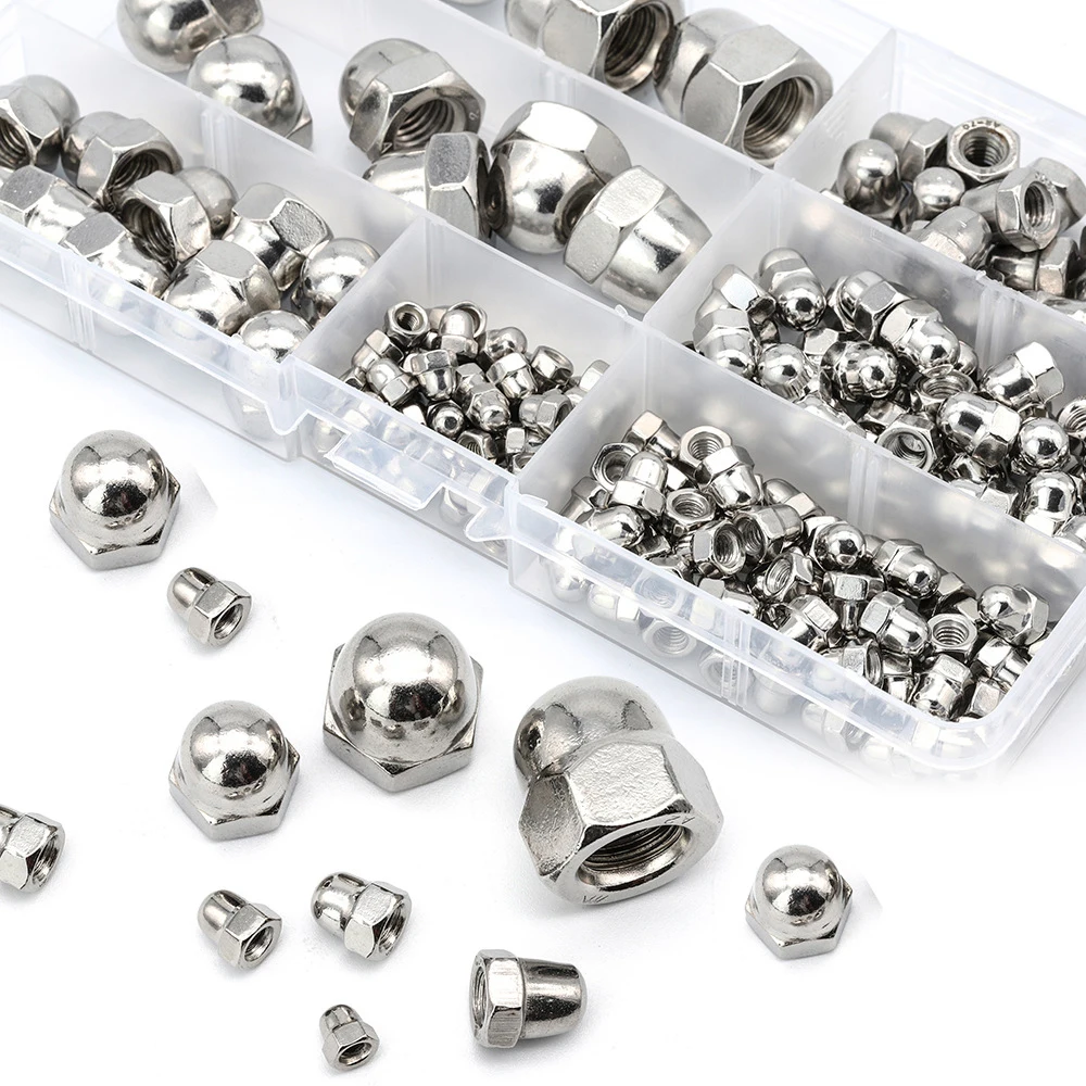 

Free Shipping 105pcs Acorn Nut M3 M4 M5 M6 M8 M10 M12 Stainless Steel Hexagon Dome Cap Nut Blind Nut Assortment Kit