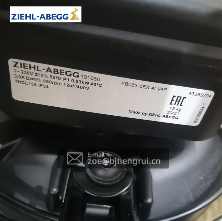 

ZIEHL-ABEGG FB063-6EK.4I.V4P 230V Blades 630mm Condenser Axial Flow Fan For Air Conditioner Room