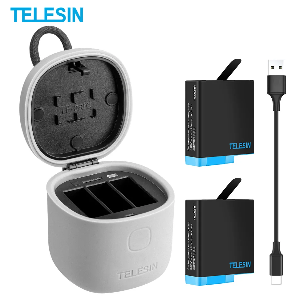 Зарядное устройство TELESIN USB 3 0 TF для чтения и записи Gopor Hero 8 черный аккумулятор Go Pro