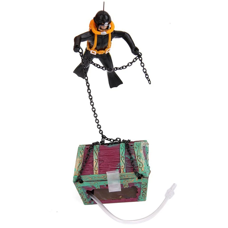 

treasure Treasure hunter Diver Decoration for Aquarium Fish Tank Black