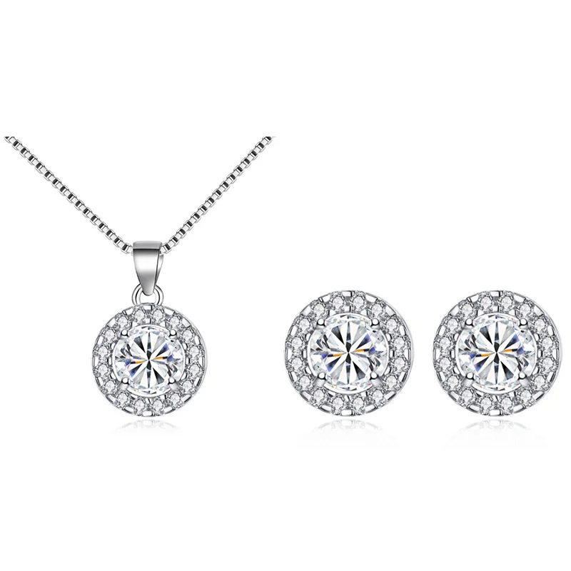 

Trendy Girl Mini Inlay Jewelry Set Round Crystal Rhinestone for Women
