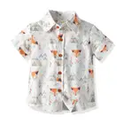 Летняя блузка, кардиган, Пляжная рубашка с мультяшным принтом для маленьких мальчиков, Повседневная рубашка для мальчиков с коротким рукавом, рубашки для мальчиков, детский топ