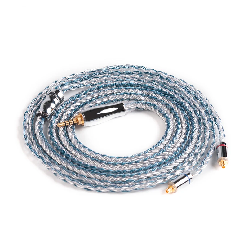 2.5MMCX Yinyoo 16 Core High Purity Silver Plated Cable 2.5/3.5/4.4MM With MMCX/2PIN/QDC TFZ FOR KZZS10Pro AS10 ZSNPRO C12 V90 BLON BL-03 - Color: 2.5MMCX