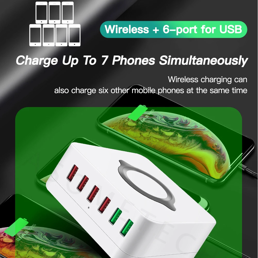 72w multi usb charger hub dual quick charge 3 0 port with qi wireless charger fast charging station for iphone 11 samsung xiaomi free global shipping