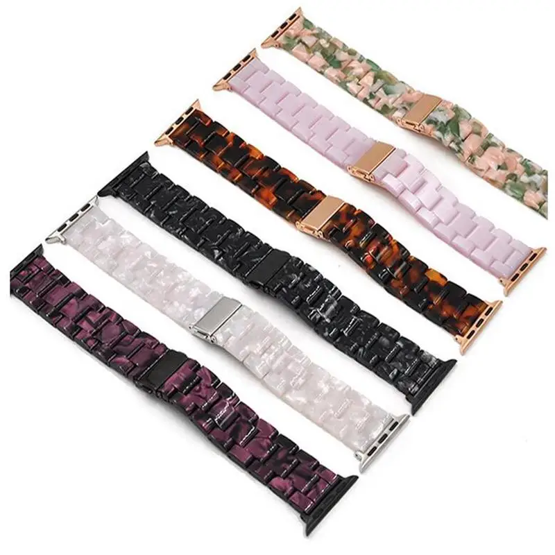 

Resin strap for apple watch band 7 44mm 40mm 42mm 38mm 41 45mm correa transparent Loop watchband for iwatch 7 6 se series 5 4 3
