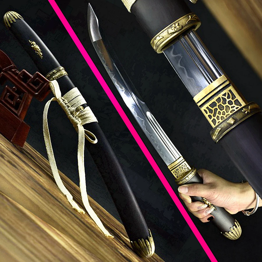 Очень острый T10 стальная глина закаленная японский короткий дао самурайский меч